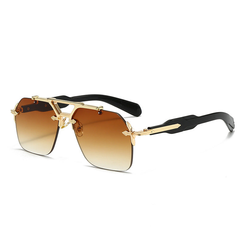 Lunettes de soleil à double faisceau métallique, grande monture, protection UV