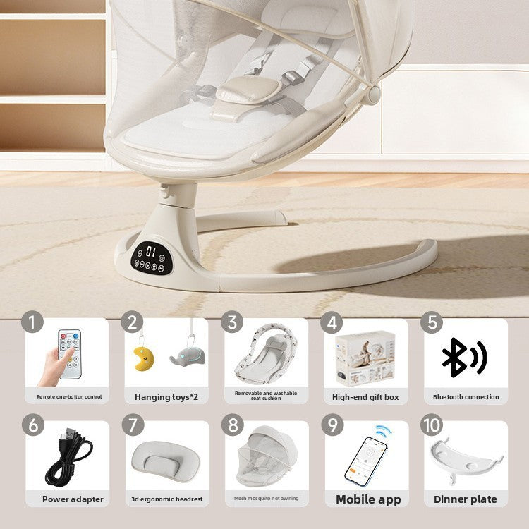 Fauteuil à bascule électrique pour bébé avec commande par application Bluetooth