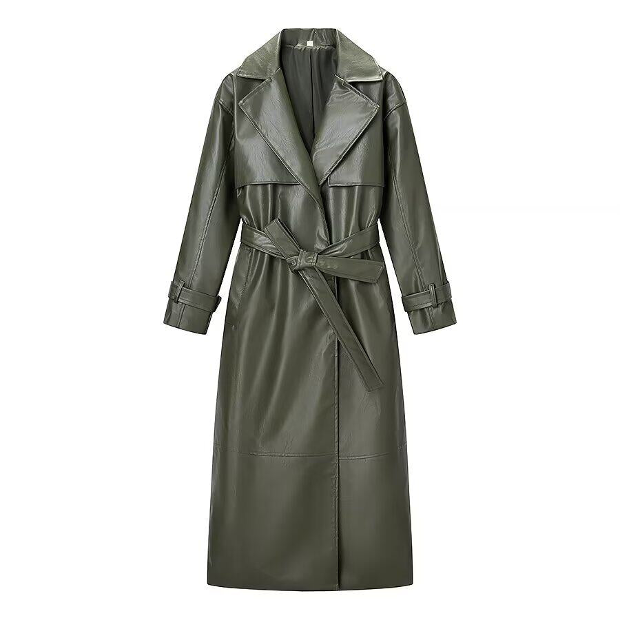 Manteau long rétro américain avec ceinture