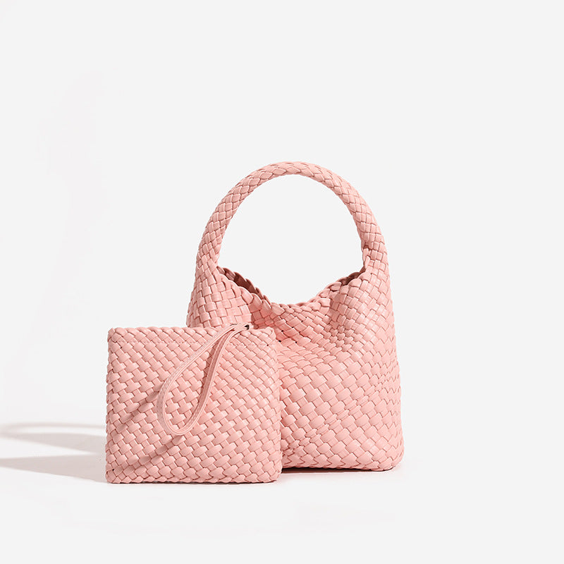 Sac fourre-tout bandoulière en cuir PU tissé