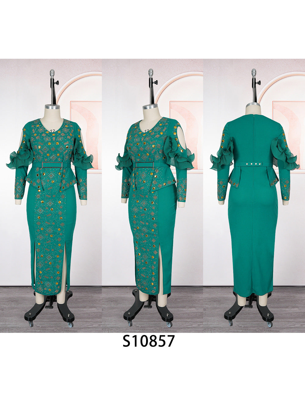 Habit :Robe de soirée élégante ornée de strass et de perles