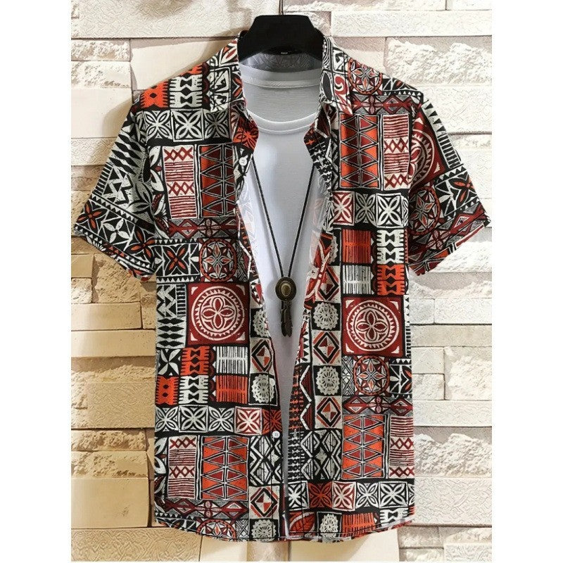 Chemise Homme Imprimée à Manches Courtes et Coupe Large