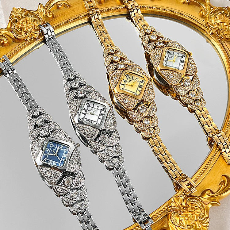 Montre femme bracelet rétro en diamant de luxe