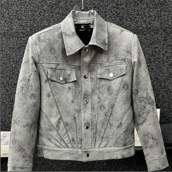 Veste courte rétro tie-dye pour hommes