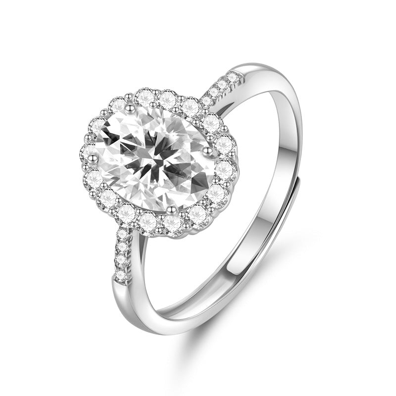 Bague géométrique pour femmes en argent sterling avec moissanite