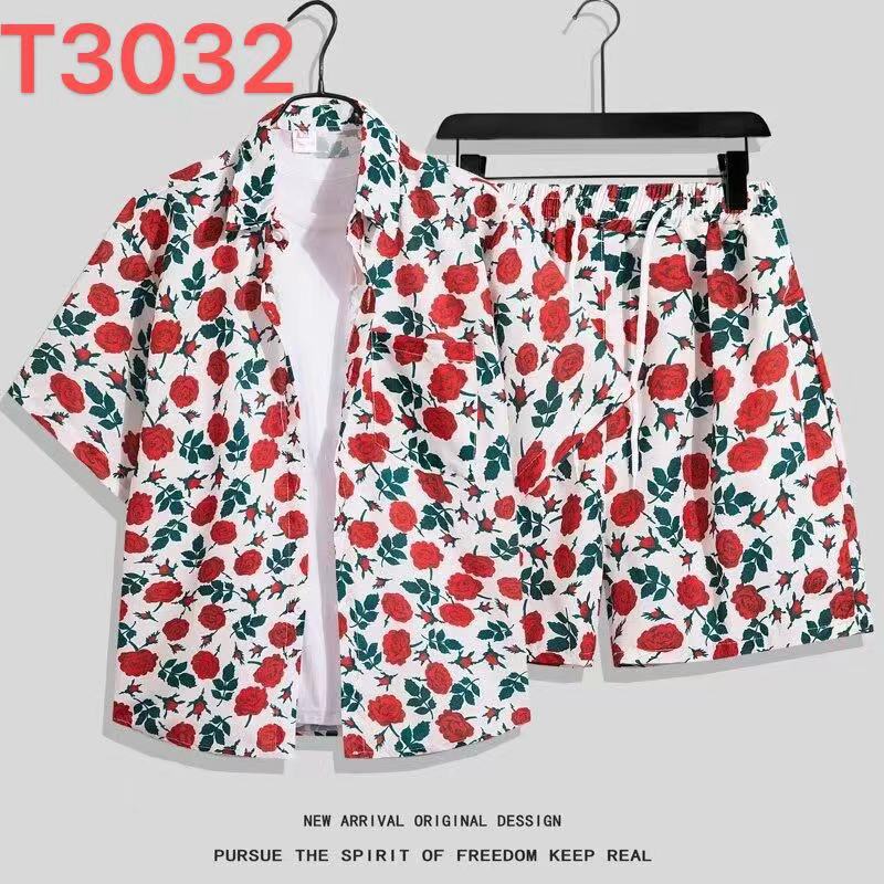 Habit :Ensemble chemise et short à fleurs hawaïennes