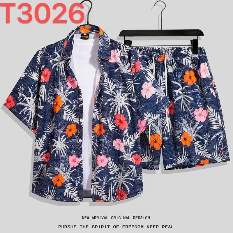 Habit :Ensemble chemise et short à fleurs hawaïennes