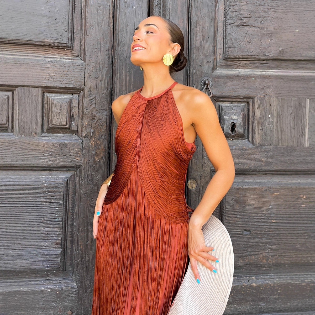 Robe longue élégante à col halter