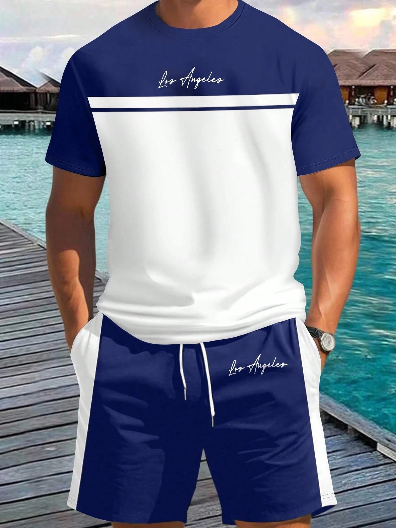 Ensemble de short de sport imprimé et t-shirt pour hommes