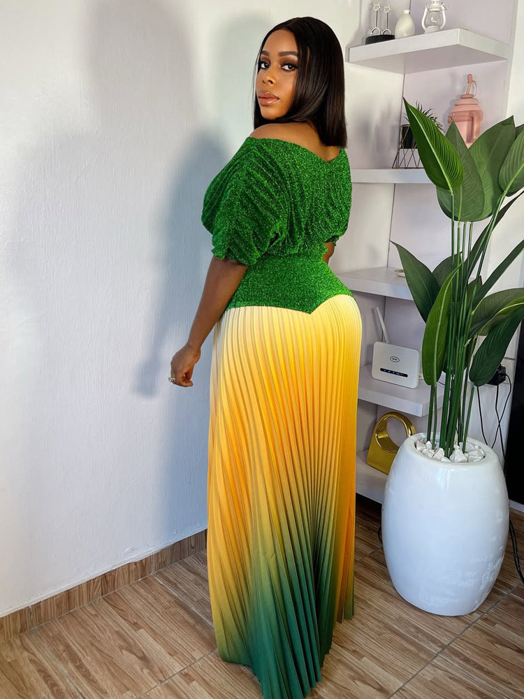 Ensemble jupe plissée dégradée pour femme