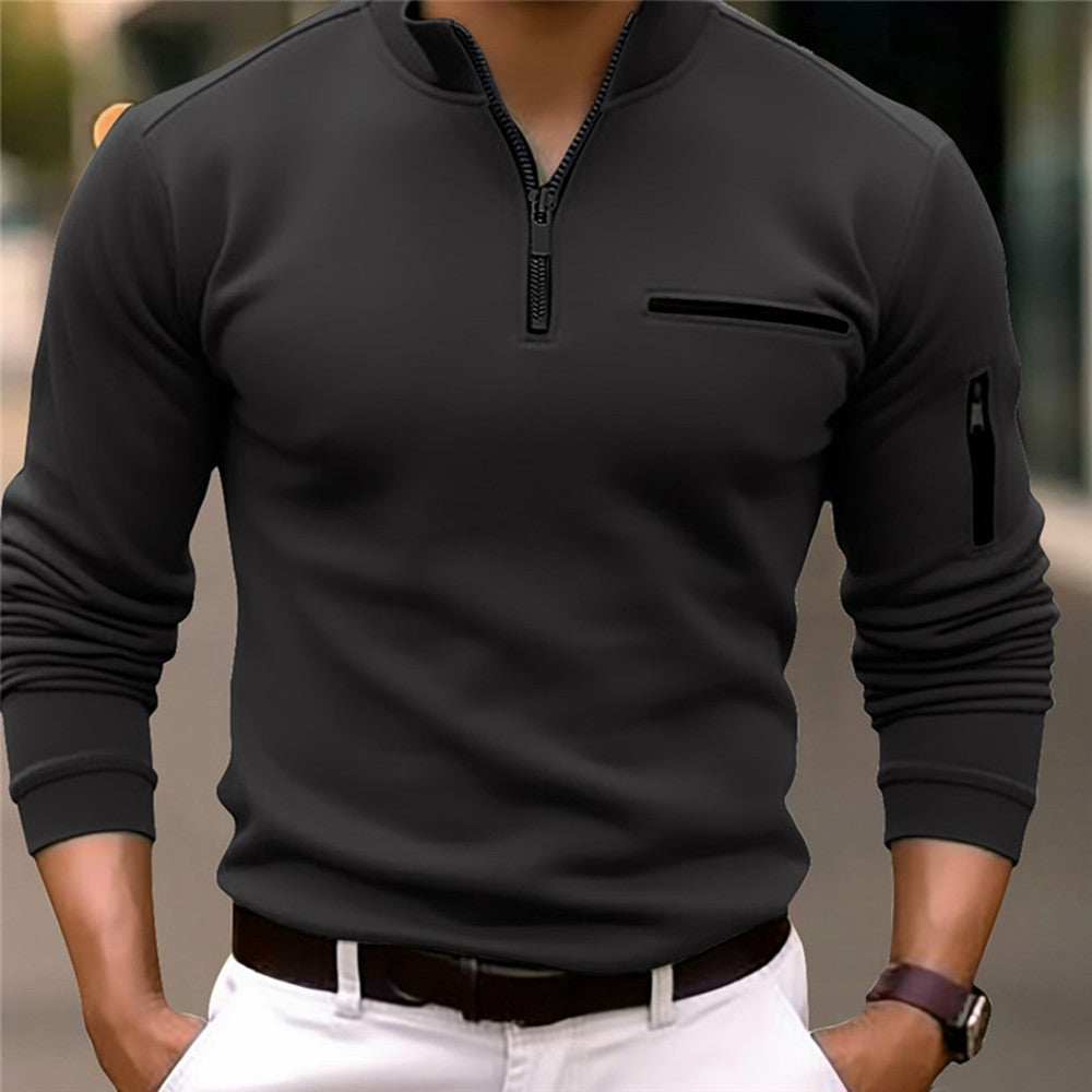Polo homme à manches longues et fermeture éclair