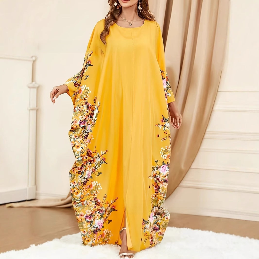 Robe longue élégante à manches chauve-souris