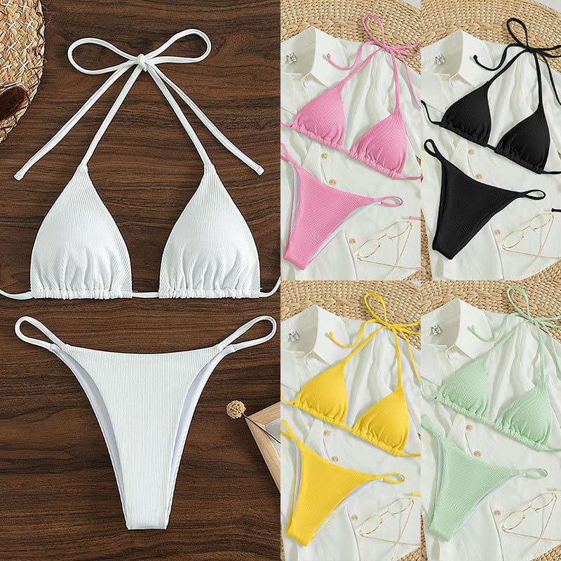Maillot de bain bikini à lacets pour femmes