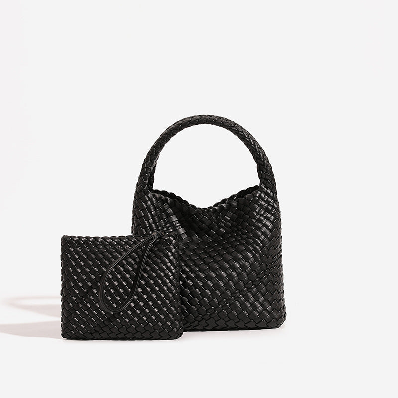 Sac fourre-tout bandoulière en cuir PU tissé