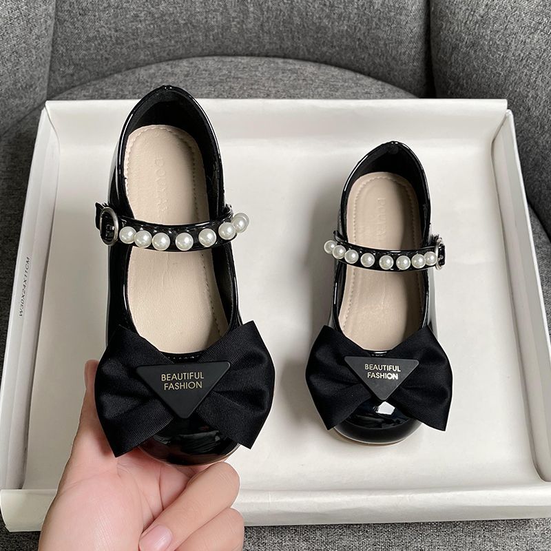Ballerines à nœud et perles pour filles