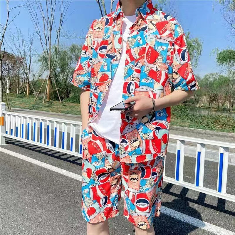 Habit :Ensemble chemise et short à fleurs hawaïennes