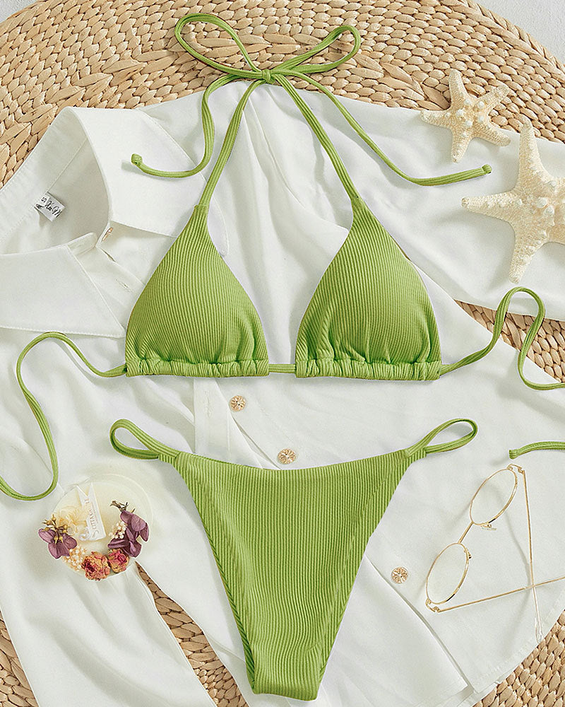 Maillot de bain bikini à lacets pour femmes