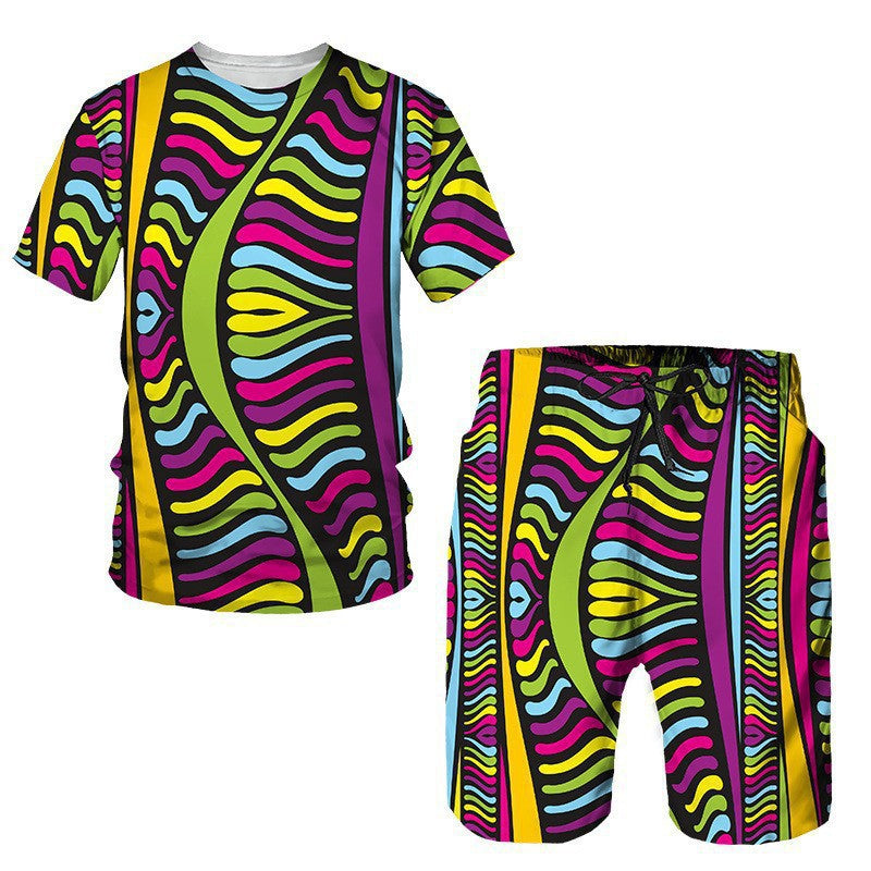 Ensemble T-shirt à manches courtes et short pour hommes en tissu africain