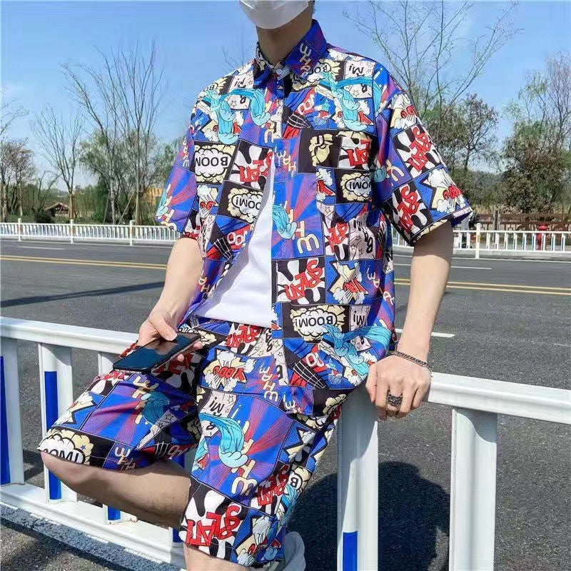 Habit :Ensemble chemise et short à fleurs hawaïennes