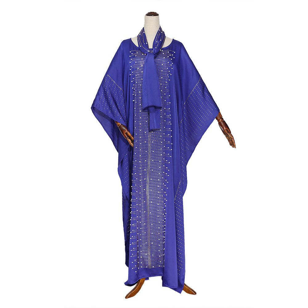 Habit :Robe de chambre en satin de soie à manches chauve-souris pour femme