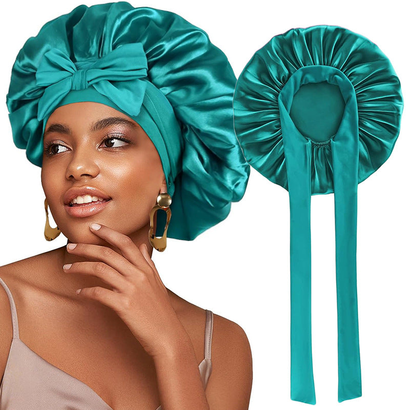 Bonnet de nuit en satin avec ruban élastique