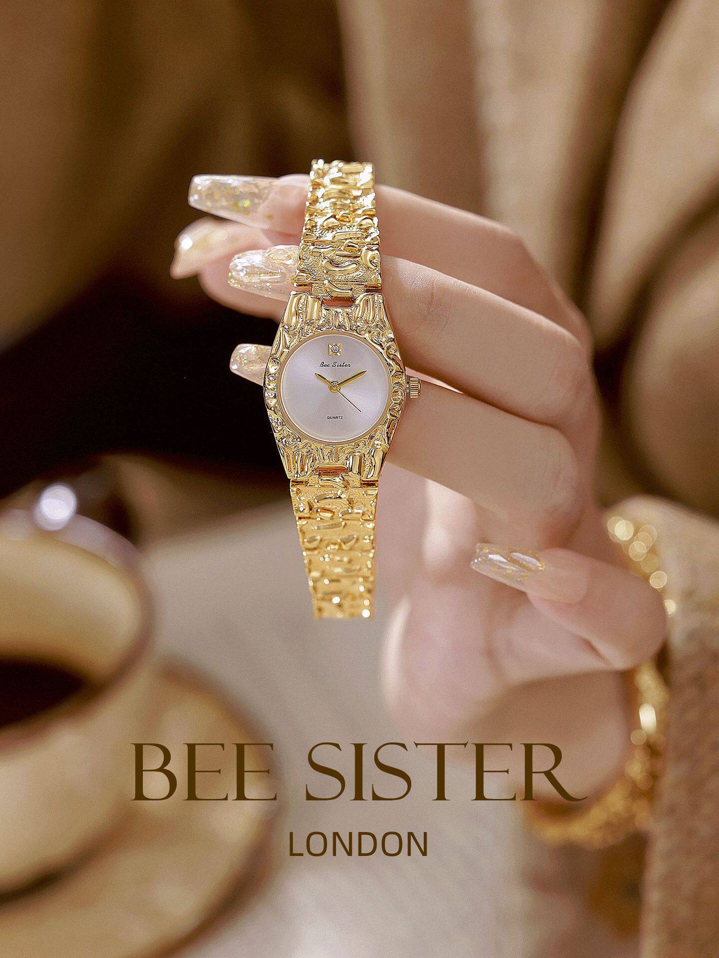 Montre quartz vintage pour femmes avec bracelet en alliage