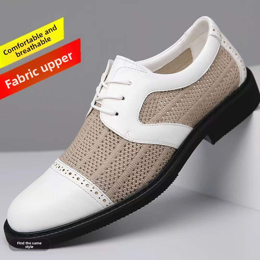 Chaussures decontractees en cuir et maille respirante pour hommes