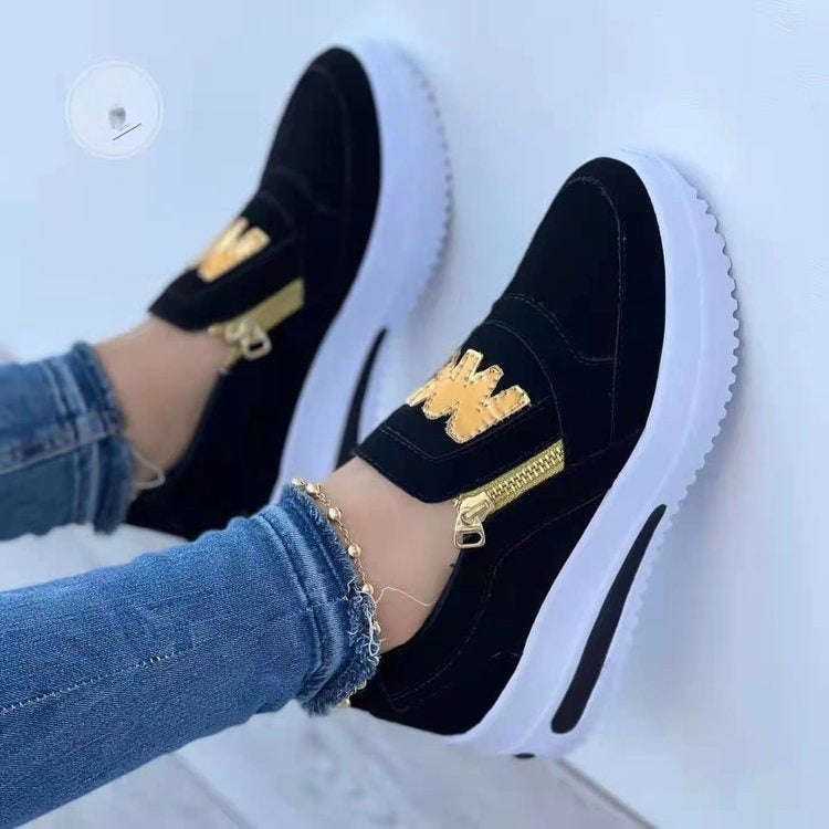Chaussures décontractées pour femmes, grandes tailles, avec fermeture éclair latérale