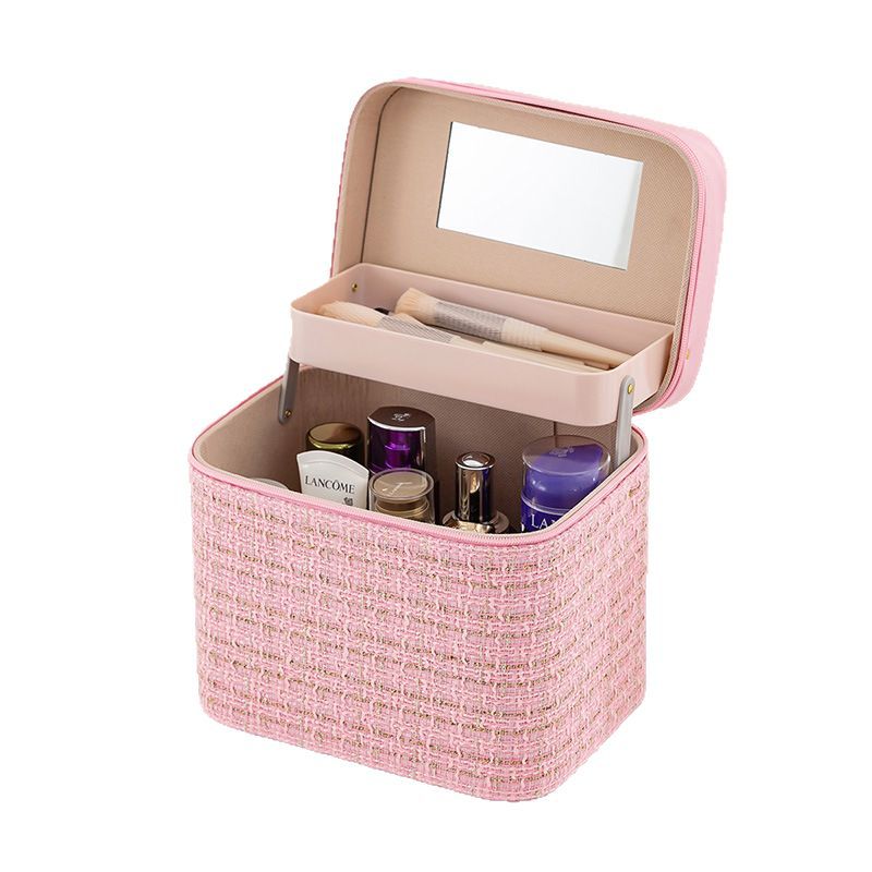 Étui de rangement cosmétique portable à double couche