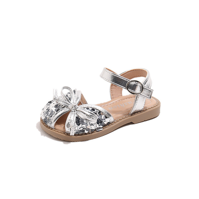 Sandales Simples Brillantes avec Nœud
