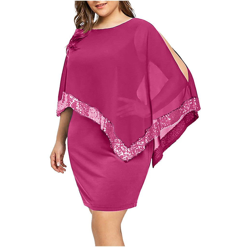 Habit :Robe asymétrique à sequins grande taille pour femme