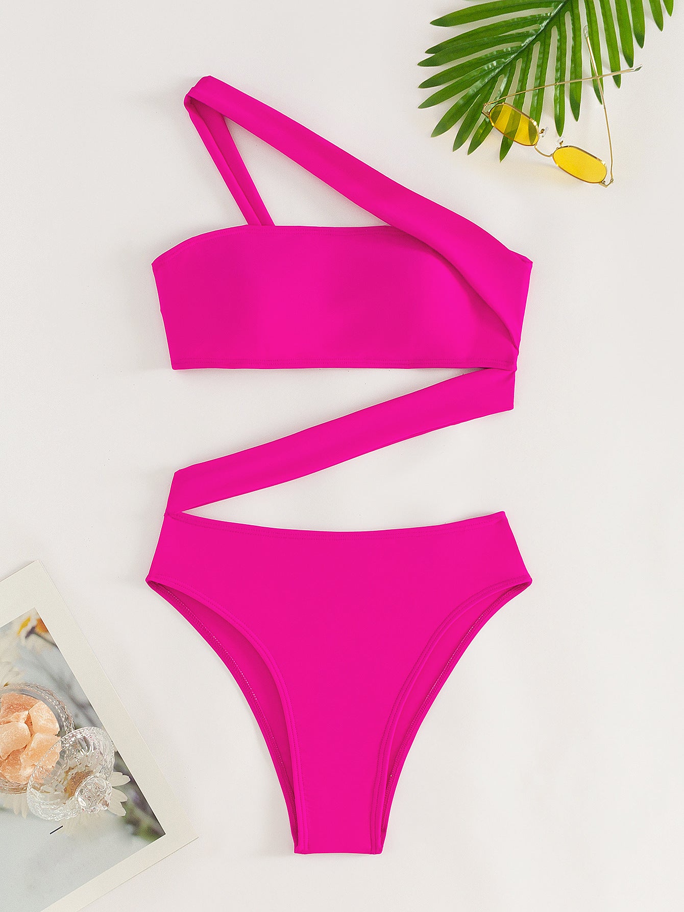 Maillot de bain une pièce asymétrique uni