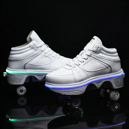 Chaussures de patin à roulettes transformables avec lumières LED