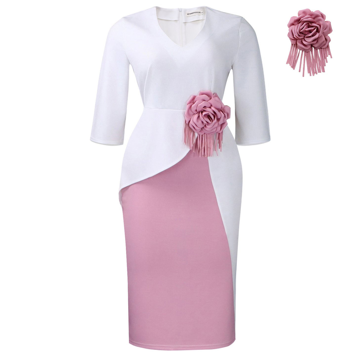 Robe élégante à fleurs plissée à manches courtes