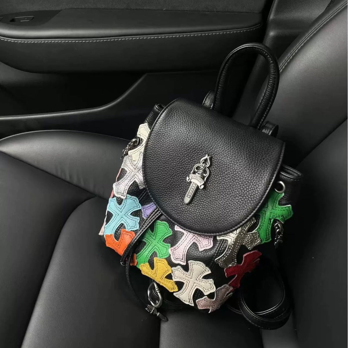 Sac bandoulière rétro aux motifs colorés