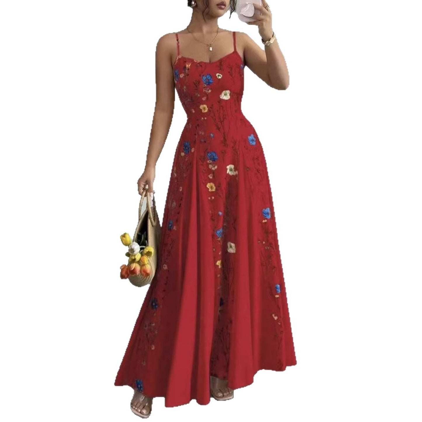 Robe sans manches à imprimé floral avec ceinture à la taille