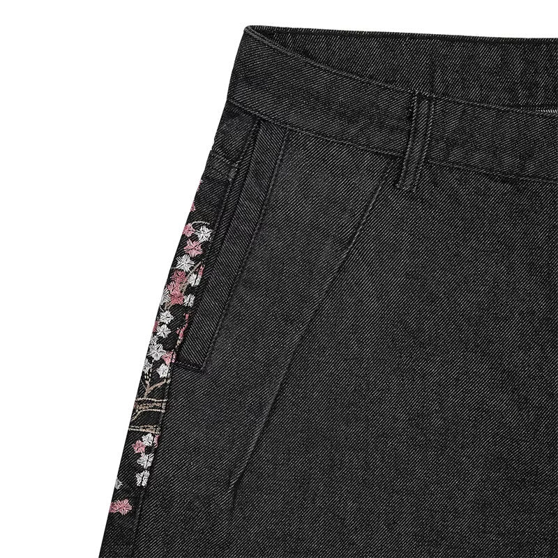 Jean brodé floral rétro