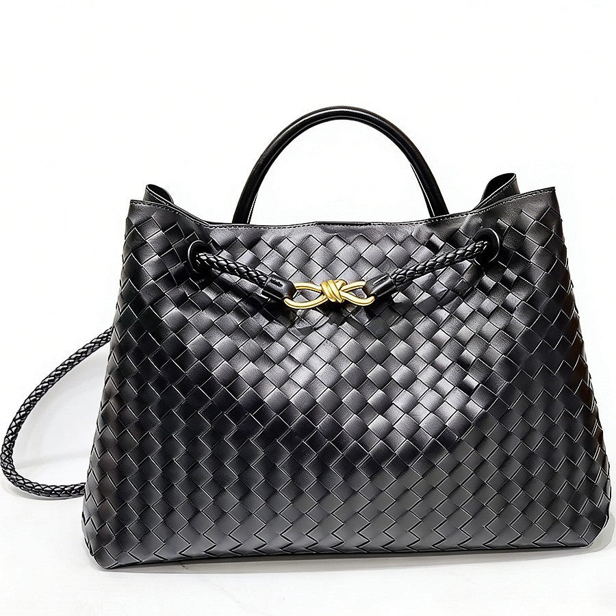 Sac fourre-tout tissé avec boucle en corde métallique