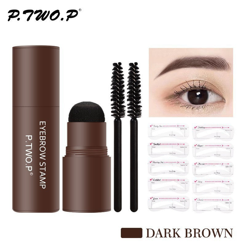 Kit de tampon de poudre à sourcils avec pinceau et crayon
