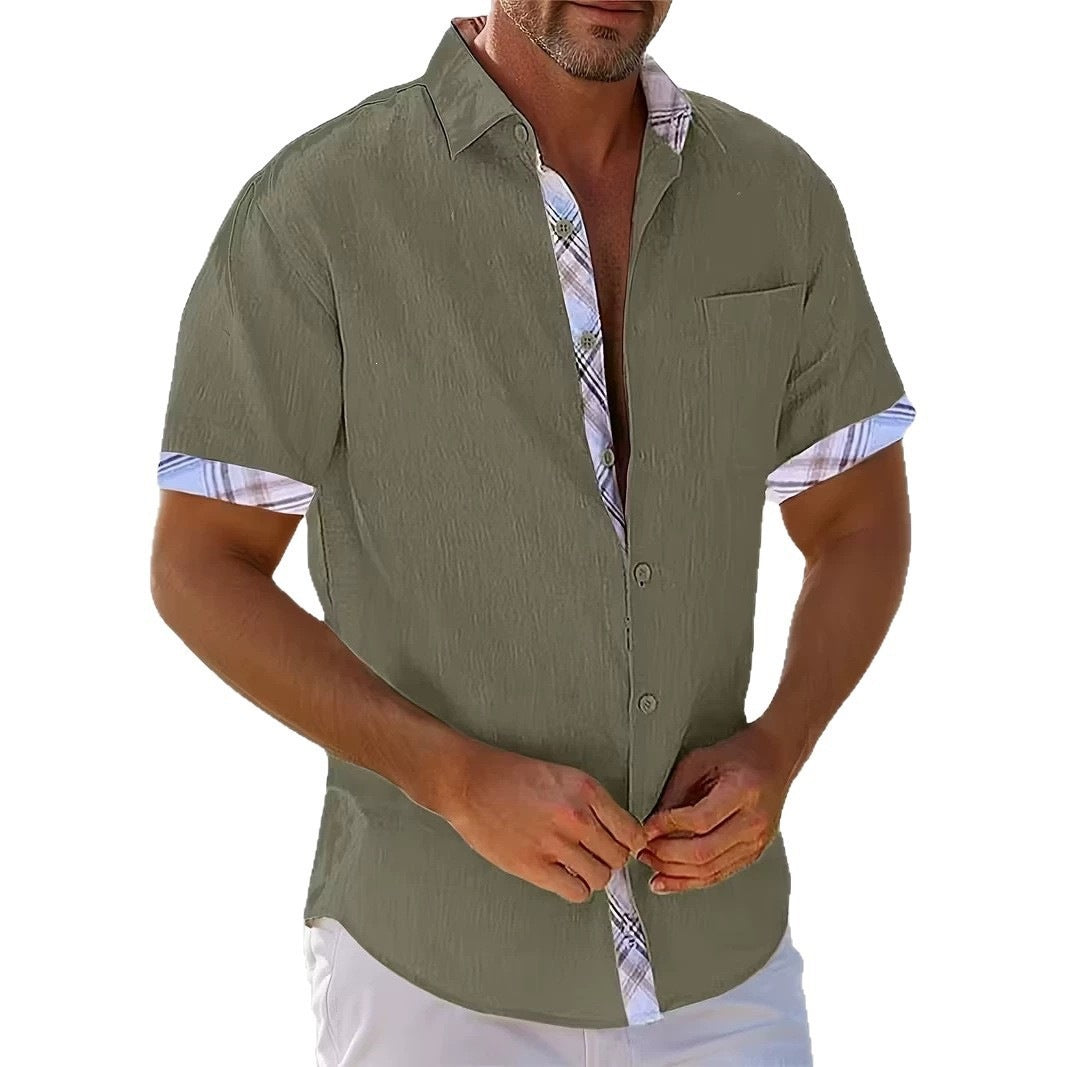 Chemise d'été imprimée européenne et américaine à manches courtes pour homme, coupe ample, grande taille, col à revers.