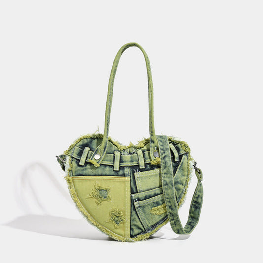 Sac bandoulière en denim avec motif Love