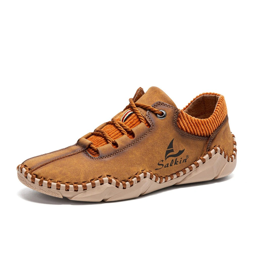 Chaussures décontractées en cuir à lacets pour hommes