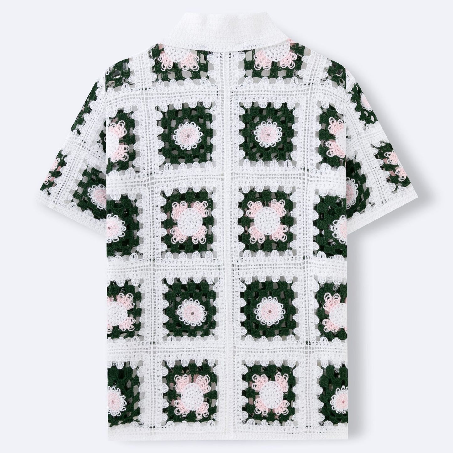 Polo homme en maille ajourée au crochet