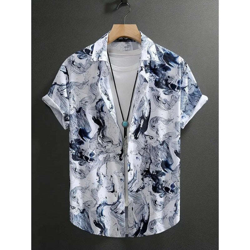 Chemise Homme Imprimée à Manches Courtes et Coupe Large