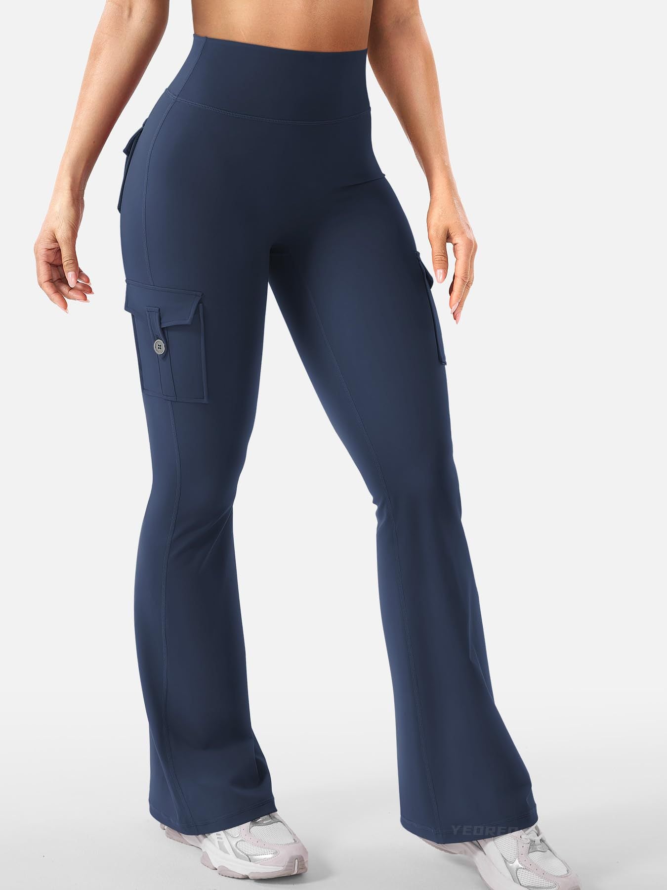 Leggings de sport évasés avec poches Pantalon de yoga taille haute