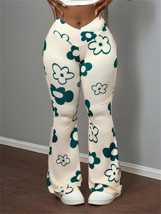 Pantalon décontracté imprimé pour femmes avec coupe stretch