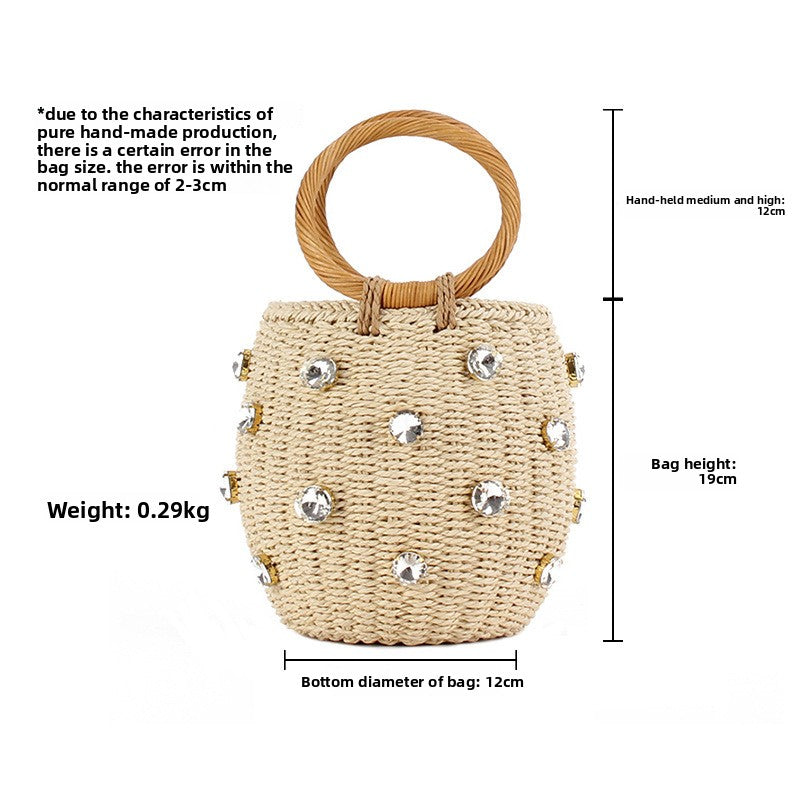 Sac cylindrique à main tissé en losange