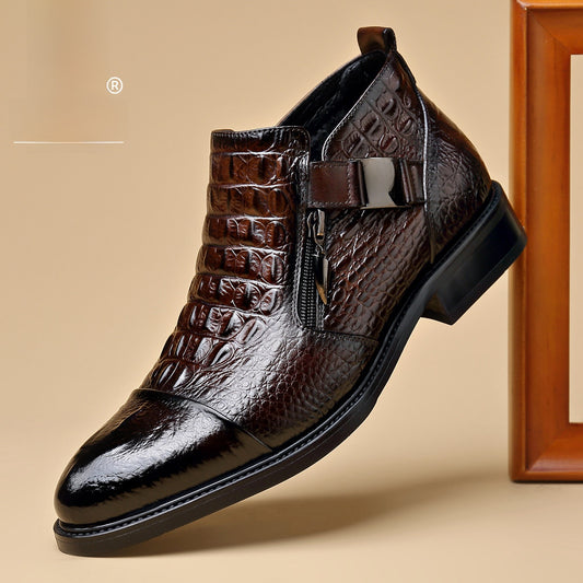 Bottes Chelsea décontractées en cuir véritable doublé de molleton