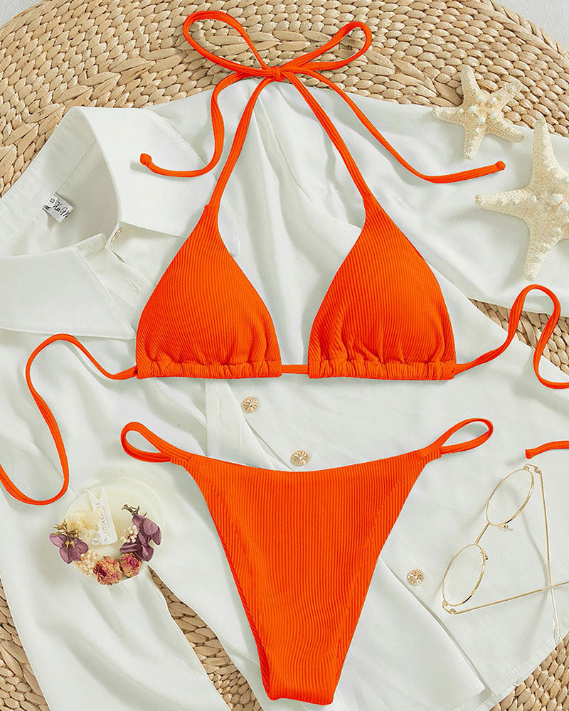 Maillot de bain bikini à lacets pour femmes