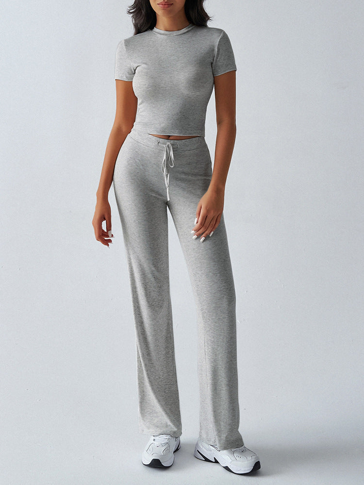 Ensemble pour femme décontracté avec pantalon et manches courtes
